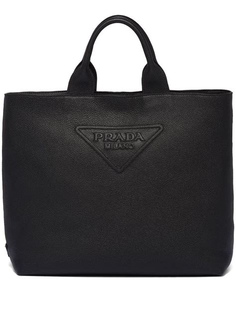 prada logo bag black|Prada embossed logo tote.